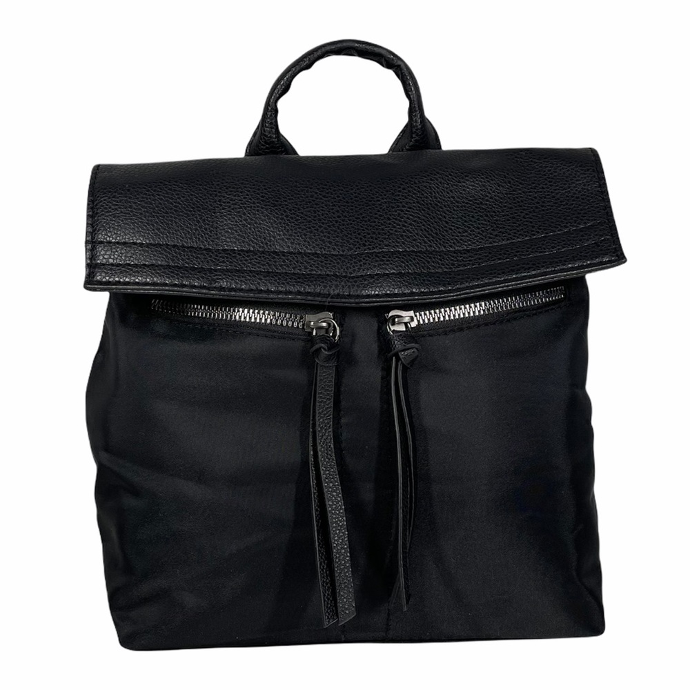 Botkier Trigger Mini Backpack Black Purse Bag New York Zippers Polyester Vegan